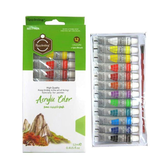 Keep Smiling Acrylic Paints 12ml Pack of 12