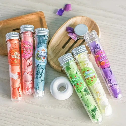 SOAP FLOWER Paper Soap in Tube Bottle – Portable, Fragrant & Easy Hand Wash Solution pack of 4