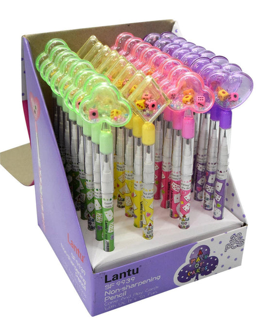 Premium Plastic Body Sikka Pencil 9939 – Cute Heart Star Shape Topper Pencil for Kids 1pc