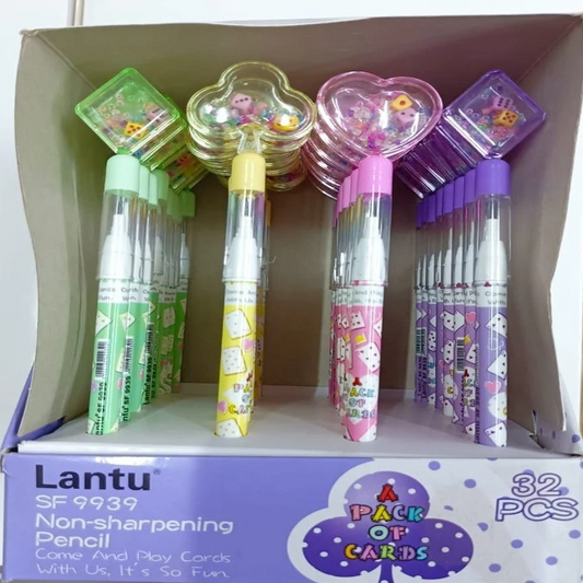 Premium Plastic Body Sikka Pencil 9939 – Cute Heart Star Shape Topper Pencil for Kids 1pc